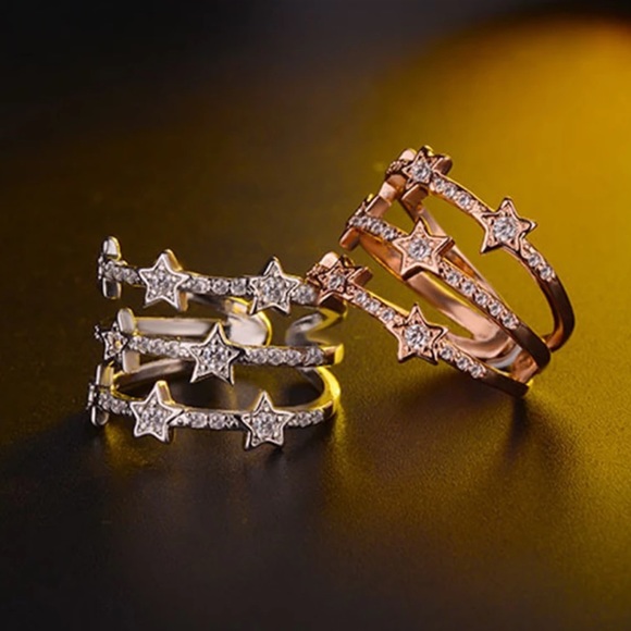 NEW STAR MULTI LAYER 925 STERLING SILVER ADJUSTABLE RING, CUTE RING, SHINY RING. - Picture 4 of 4